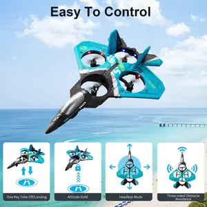 V17 Remote Control Airplane 2.4Ghz Foam Remote Control Airplane Helicopter Quadcopter, suitable for adults and children, rotating drone, gravity sensor, stunt rolls, cool lights, 2 batteries. A great gift for boys. LED Fighter