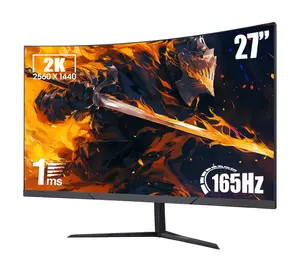 Rehisk 27'' 2K QHD Curved  Gaming Monitor - 2560p Resolution, 165Hz Refresh, 1ms Response, AdaptiveSync, Dual HDMI & DP1.2 Ports, Ultra-Thin Bezel