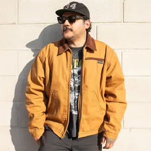 Gunthers Co Menswear Insulated Work Coat - Camel, Fitted Long-Sleeve Tops, Classic Design, Medium Length, All-Season Workwear, Comfortable Fit