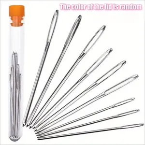 Large-Eye Sewing Needles Set, 9/12/15 Pieces, Easy Thread Hand Embroidery Needle, Sharpened and Polished, Silver Color, Sewing Tools, Needle Crafts Kit