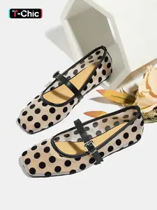 Women's Mary Jane Shoes Summer New Style Versatile Buckle Low Heel Breathable Outdoor Daily Wear Walking Shoes Ballet Flats Non-Slip Rubber Comfort