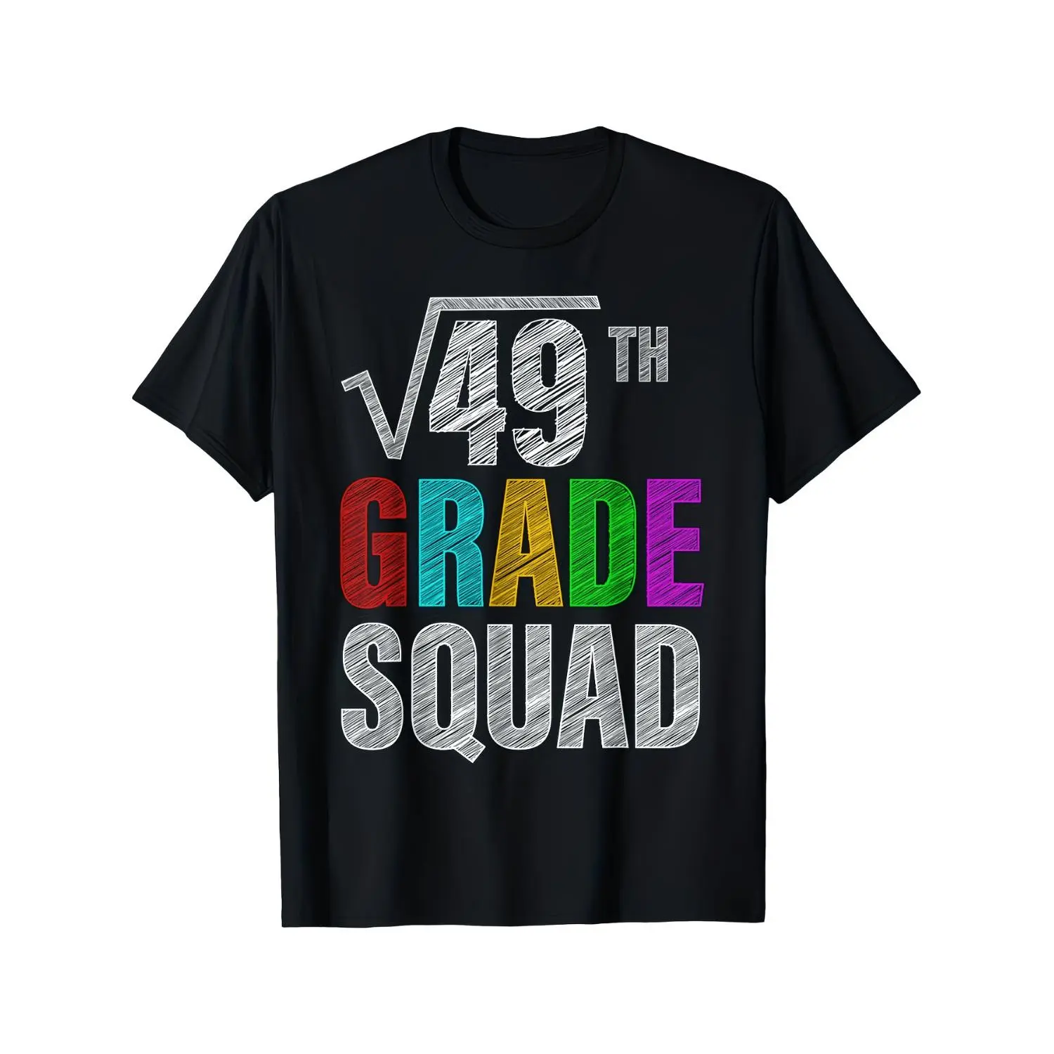7th and 49th Grade Squad Math Teacher Matching Cotton T-shirt Retro Classroom Graphic Tee with 7th Grade Text and Teacher Loose Fit Unisex for Men and Women Back to School 2025 Durable Comfort Streetwear for 7th Grade Year