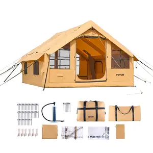 VEVOR Inflatable Tents for Camping,  5-8 Person Easy Setup Blow up Tent with Hand Pump, Luxury Glamping Tent with 2 Skylights, Canopy, Stove Jack 2 Doors & Mesh Windows (Storage Bag Included)