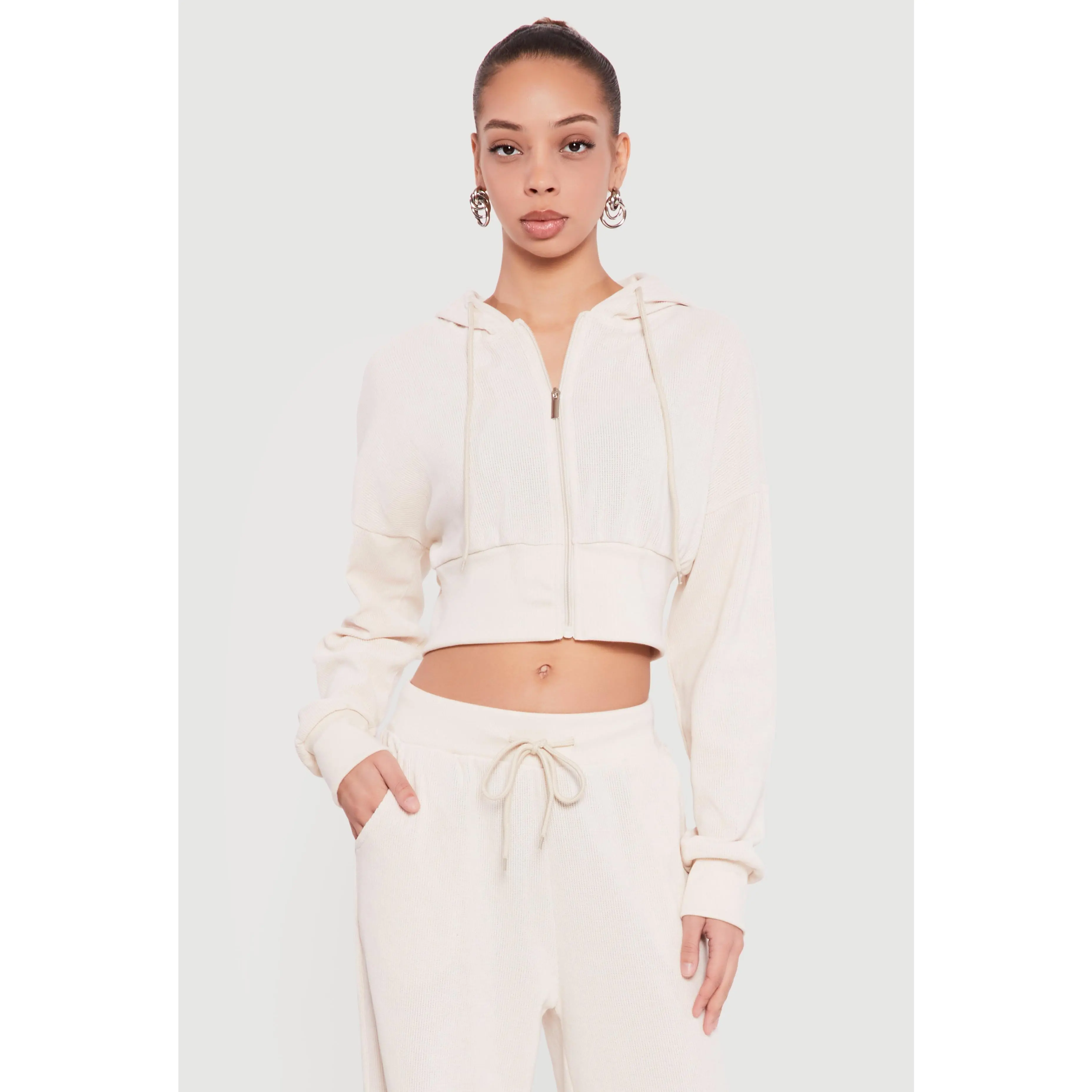 Drawstring Ribbed Knit Pants