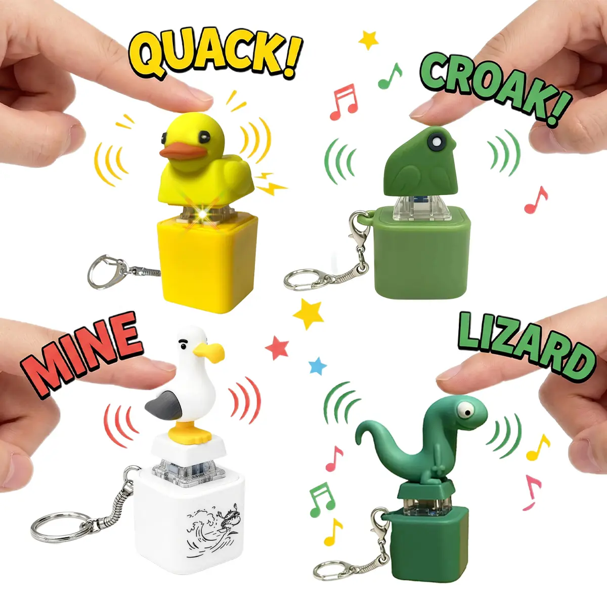 Funny Seagull Bird Keychain Accessory, Plastic Interactive Novelty Gag Gift with Real 'Mine!' Sound and LED Light, for Friends and Family