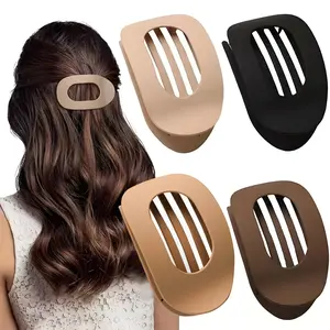 4pcs Oval Acrylic Hair Clips Set for Women, Solid Color Hair Clip, No Trace Flat Large Hair Clip, Elegant Minimalist Frosted Solid Color Hair Clips for Daily Wear, Ideal Gifts for Her