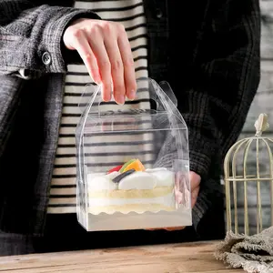 10Pcs Clear Cake Boxes,5.5X5.5 Inch Cake Transparent Gift Box Plastic Cupcake Candy Display Boxes Portable Single Cake Containers for Wedding Birthday Parties Baby Shower Favors