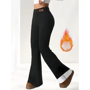 1pc Women'S High-Waisted Flared Pants - Thermal Winter Trousers with Windproof & Cold-Resistant Insulation, Heavy-Duty 400gsm Athletic Leggings for Gym, Running, Everyday Non-Slip Grip, Bottoms Jeans Pants, Run