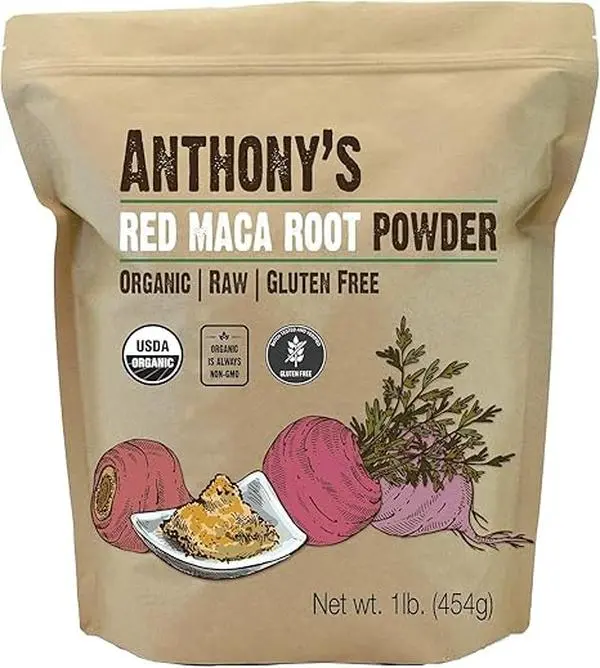 Anthony's Organic Red Maca Powder, 1 lb, Raw, Gluten Free, Non GMO, Non Gelatinized