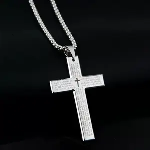 Minimalist American Flag Cross Pendant Necklace - Scratch Resistant Stainless Steel Patriotism Symbol for Everyday & Car Wear