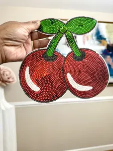 Cherry Bomb Sequin Patch - 7" X 7" Iron-On Patch for Shirts, Jackets, Hats, and More - Premium Look with Premium Quality