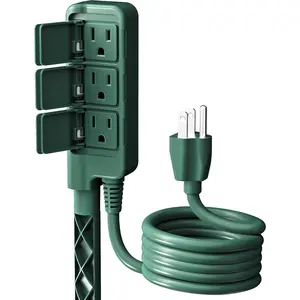 Outdoor Power Stake  with 6FT Long Extension Cord, 3 Grounded Outlets Yard Power Strip with Protective Covers, Electrical Power Stake with Multiple Plug Socket for Garden Decoration