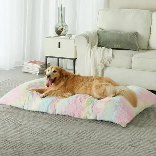 Rainbow Plush Dog Bed Large 4*28*40in