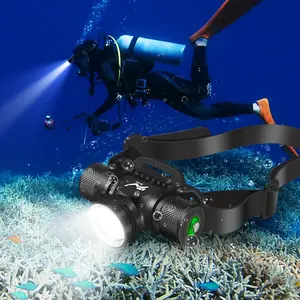 Dive Light Diving Headlamp, IPX8 Waterproof Flashlight, Super Bight Underwater Lights, 3 Modes Dive Headlight with Power Indicator for Snorkeling, Diving