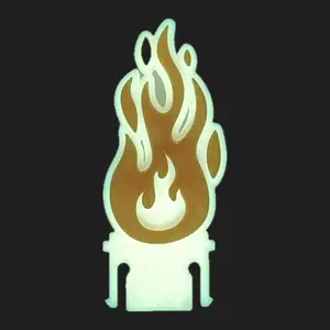 Orange and Yellow flame Glow in the dark hard hat clip 3D printed