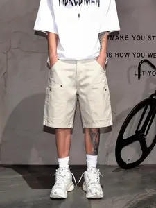 Men's Cotton Denim Cargo Shorts White Utility Shorts Relaxed Fit Summer Streetwear Essential Y2K Style summerwins,summerwins