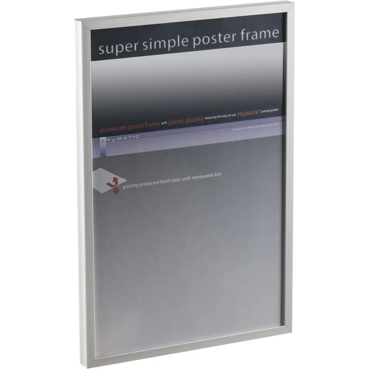 Framatic Modern Aluminum Poster Frame, 12x18 Inch, Lightweight Simple Frame for Wall Mount, Vertical or Horizontal Display, Silver Satin