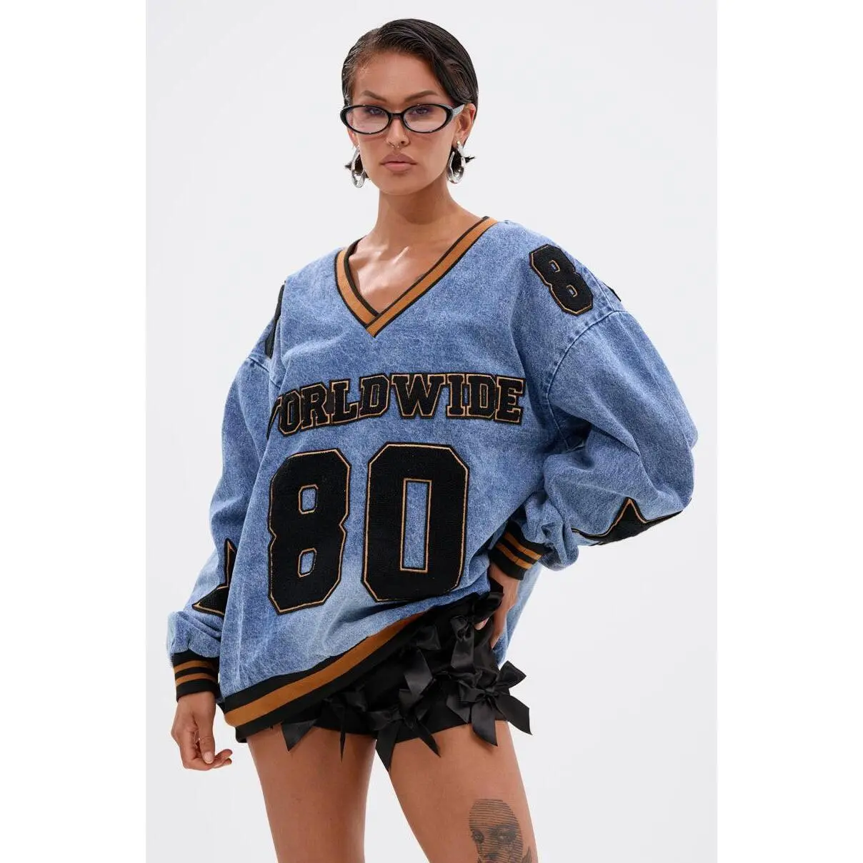 ALL AROUND THE WORLD DENIM SWEATSHIRT