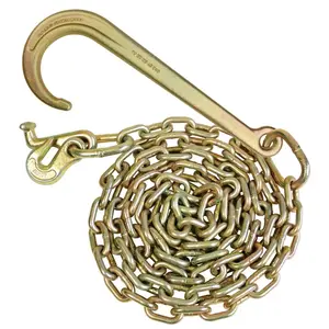 VULCAN Tow Chain with 15 Inch Forged J Hook and T Hook - Grade 70 Chain - 6 Foot - 4,700 Pound Safe Working Load Welded Strength Service Life Coupling Links Certified