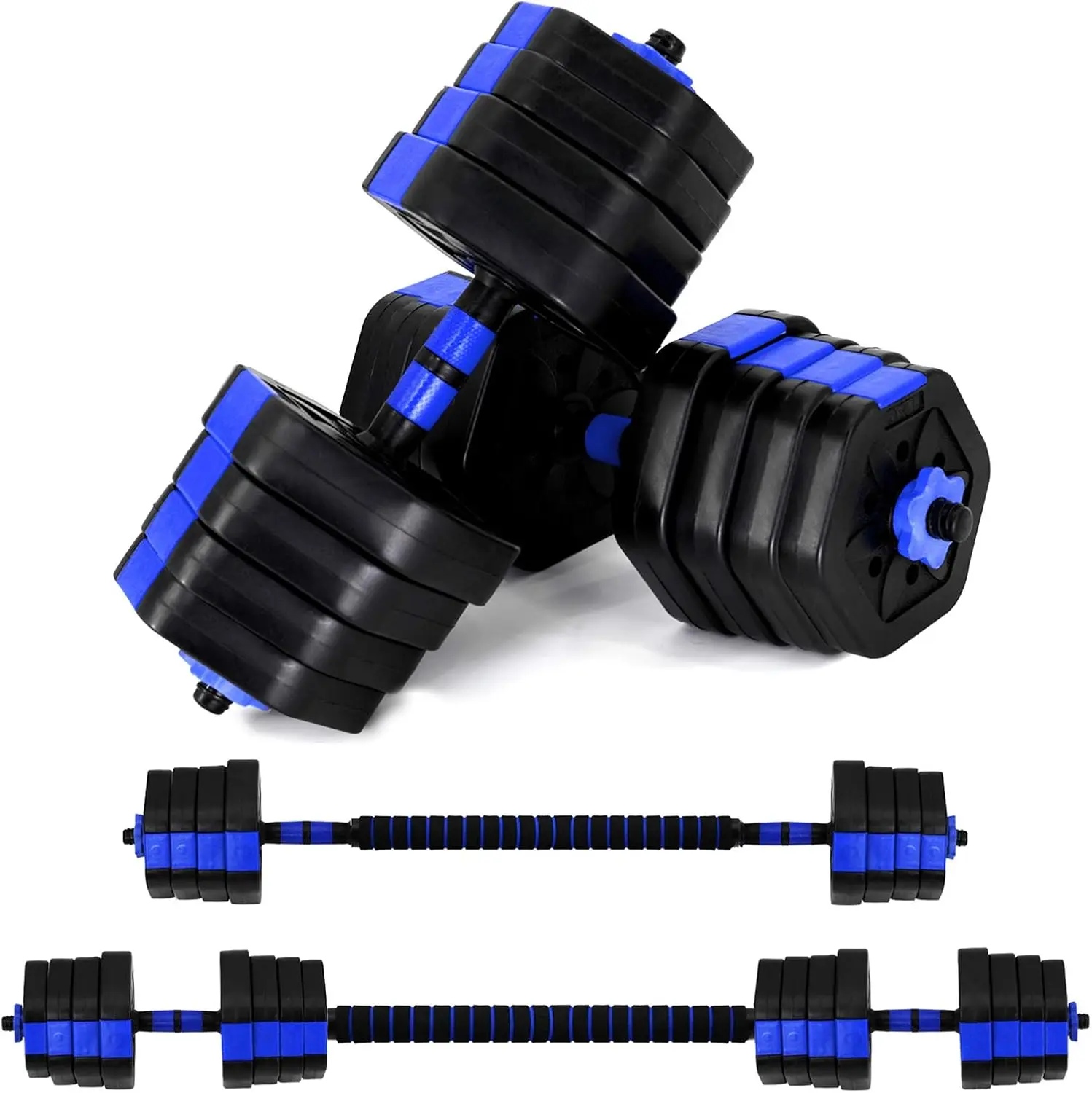 Adjustable Weight Dumbbell Set, 66/35LBS Weight Set Use as Dumbbell, Barbell, Kettlebell and Push-up Pesas Para Ejercicios en Casa, Multi-functional Fitness Exercise Equipment for Home Gym