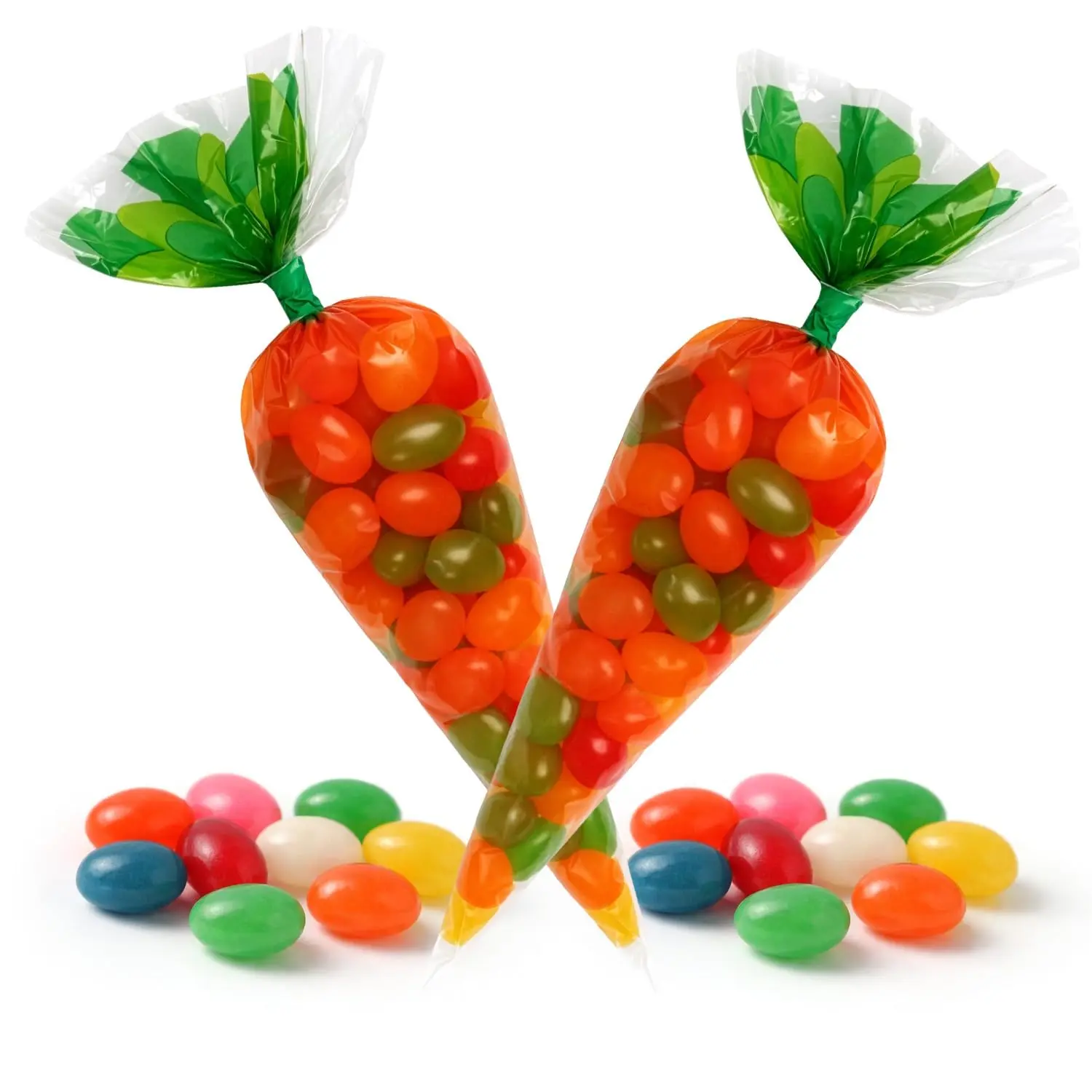 Easter Carrot bags Filled with Easter Jelly Bean, 2 Pack