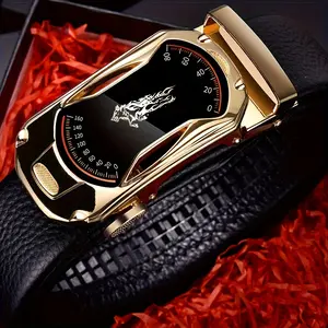 Leather belt men adjustable designer belt for suits and jeans, automatic buckle luxury cowhide alloy g buckle genuine leather men's belt