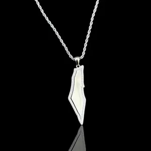 Palestine Map Outline CZ Necklace Large