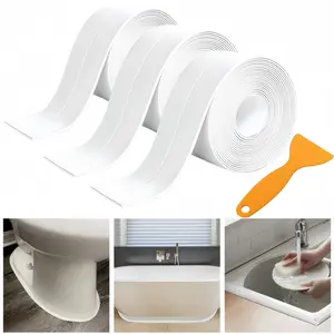 LMMAKE Caulk Tape with Enhanced Adhesive Waterproof Self-Adhesive Caulking Strip for Toilet Bathroom Sink Bathtub Floor Wall Edges Easy Install No Tools Needed Blocks Water Seepage Prevents Mold Keeps Home Clean Dry