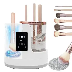 Electric Makeup Brush Cleaner Machine With Makeup Brush Dryer, Automatic Spinning Cosmetic Brushes Cleaner Tool Fit for All Size Makeup Brush