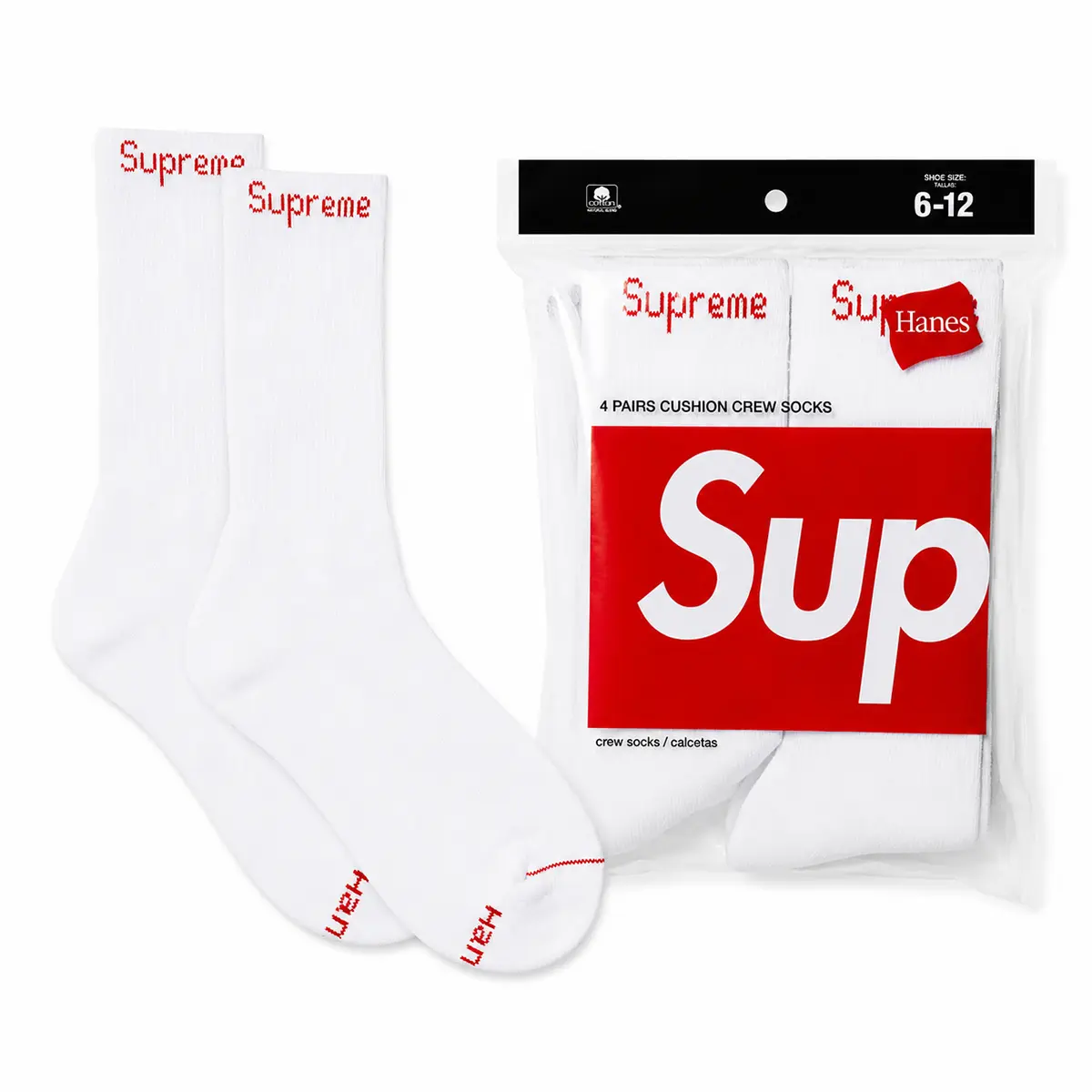 Supreme Hanes Crew Socks 4 Pack White Classic Versatile Everyday Wear Comfortable Socks for Daily Use Supreme Hanes Crew Socks 4 Pack White Classic Versatile Everyday Wear Comfortable Socks for Daily Use