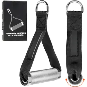 Aluminum Exercise Handles for Cable Machine Attachment Premium Gym Handles for Functional Trainers, Smooth-Bearing Rotation, Light Knurling Grip, Rust-Resi