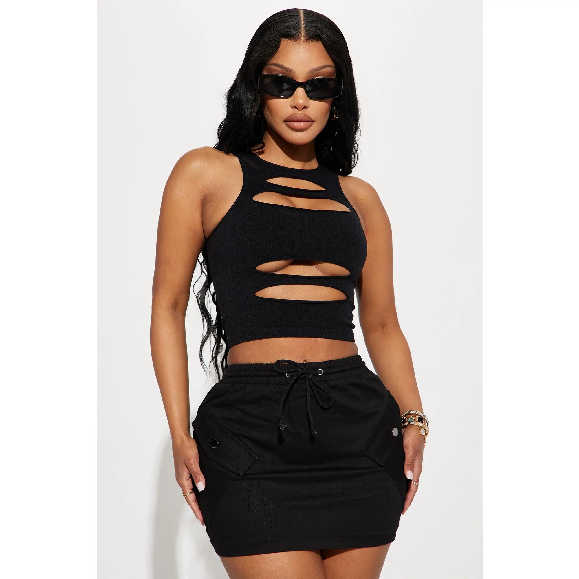 Tory Cut Out Seamless Top - Black Tory Cut Out Seamless Top - Black