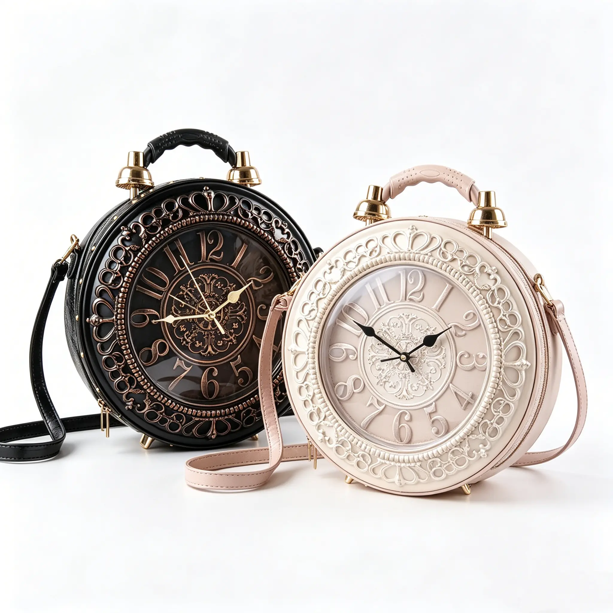 Women's Retro Clock Graphic PU Leather Tote Bag - Large Capacity, Zip Closure for Daily Use, Tote Bags for Gifts for Women, Fantasy, Feminine Aesthetic, Casual Wear, Everyday Carry, Retro Sweet, Party, Satchel, Adjustable Strap, Birthday, High-Capacity, C