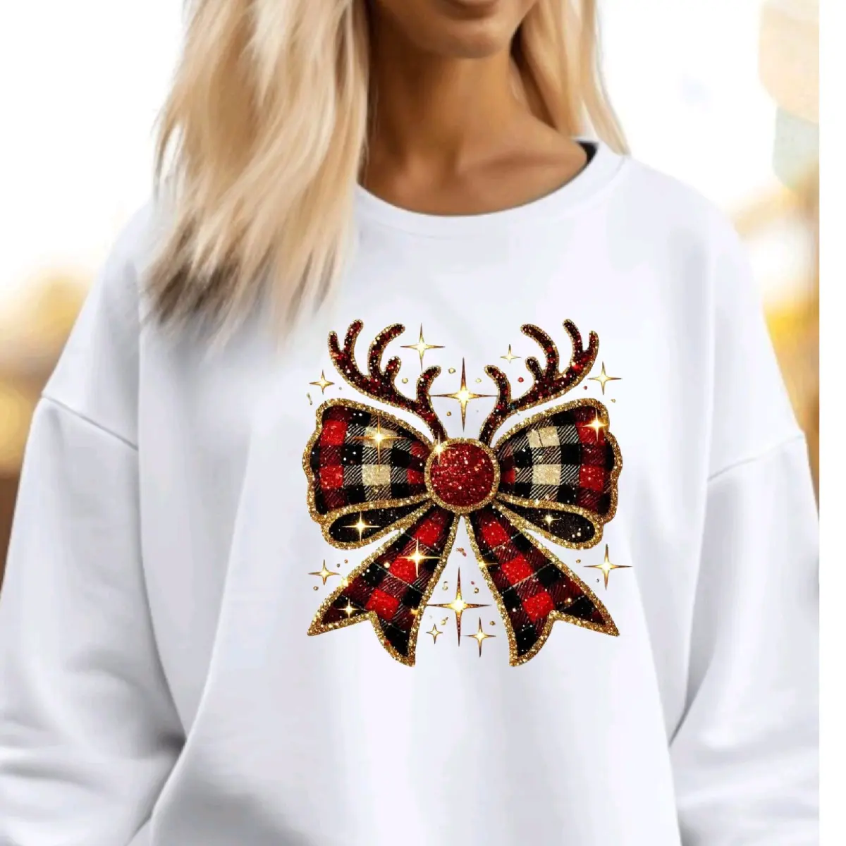 Women's White Holiday Pullover Sweater - Womenswear