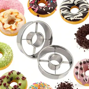 Donut Cutter Stainless Steel Doughnut Cutter for Donuts, Bagels, Cookies & Biscuits, Professional Baking Tool Bakeware Baking Utensils for Christmas and New Year Parties Easy-to-Use Kitchen Gadgets & Accessories Dessert Baking Tool