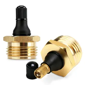 RV Winterizing Blow Out Plug 1/2Pack, Brass Air Compressor Adapter with Schrader Valve, Quickly Clear Water Lines for Campers & Travel Trailers