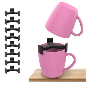 8 PCS Coffee Mug Organizers and Storage Cup Stacker Kitchen Cabinet Shelf Organizer Space Saving Expandable Holder for Mugs Tea Cup