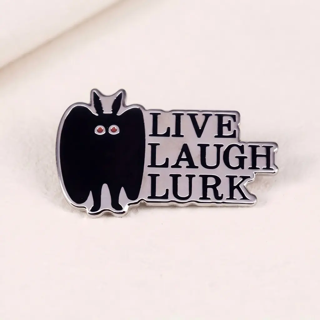 Live Laugh Lurk Mothman Enamel Pin 1 Pc Alloy Lapel Badge For Decorating Backpacks And Jackets Quirky Spooky Gift For Teens And Adults