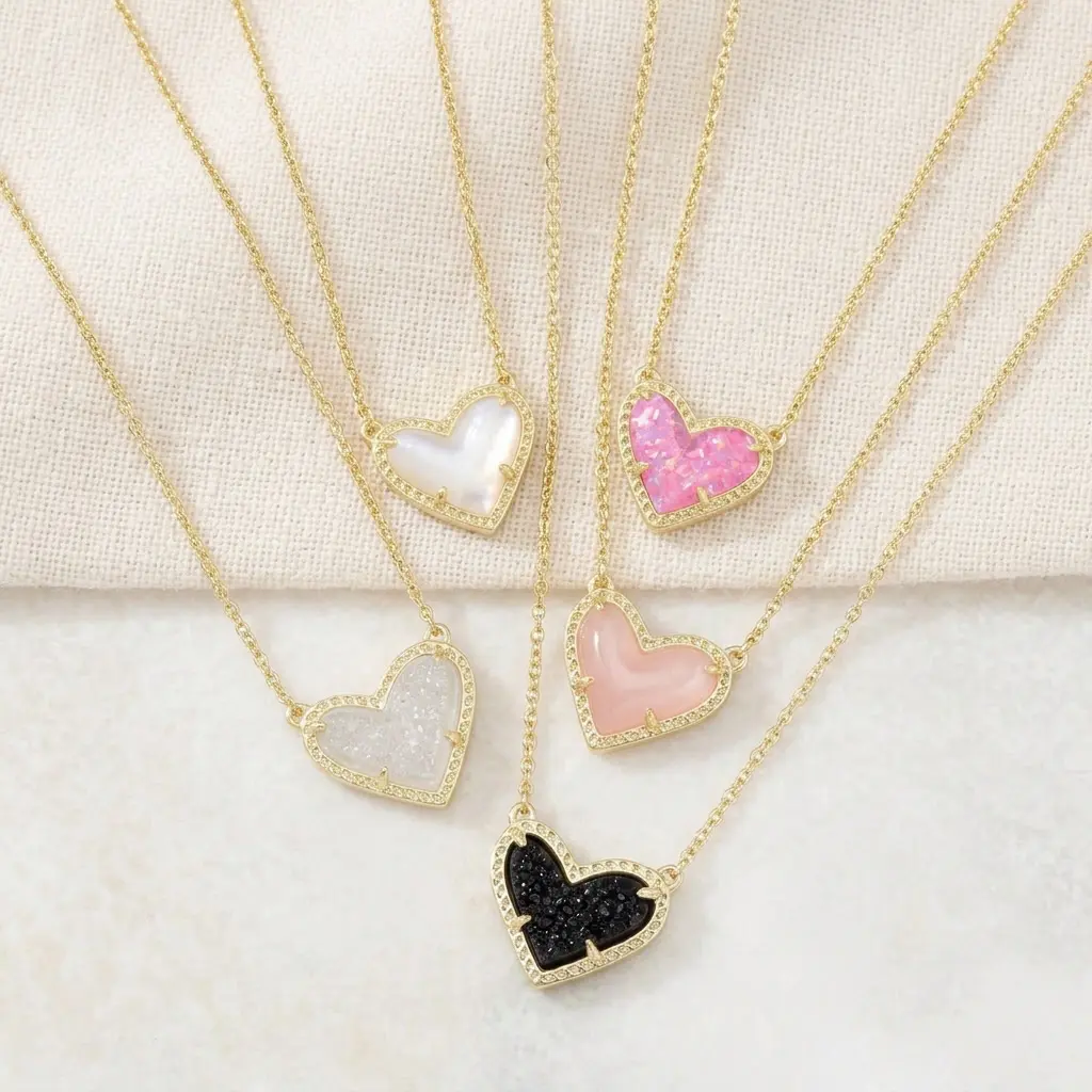Kendra Scott Ari Heart Adjustable Length Pendant Necklace for Women, Fashion Jewelry