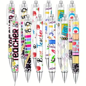 Teacher Round Ballpoint Pens Set, Fun Cute Cool Best Pen, Retractable Pens, Ink, Office Supplies Gift, Office Stationery, Writing Stationery, School Teacher Colleague, 6/12/18 Pieces