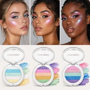 Rainbow Glitter Highlighter Palette – Holographic Pastel Shimmer Eyeshadow Powder | Blendable Buildable Long-Lasting Makeup for Face & Body | Y2K Euphoria Coquette Ethereal Colorful Glow | Rave Festival Pride Halloween Party Cosplay Daily Women