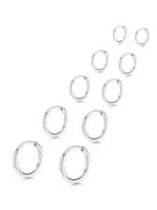 5 Pairs Small Huggie Hoop Earrings for Women, Stainless Steel Lightweight Hypoallergenic Silver/Gold Earrings for Sensitive Ears, Stackable Cartilage Hoop, Minimalist Everyday Jewelry (6/8/10/12/14mm)