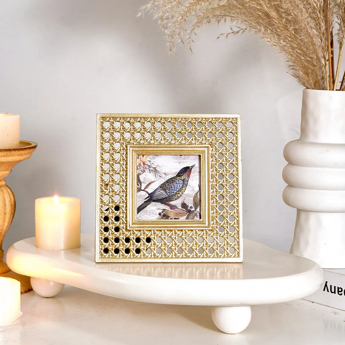 Resin material gold standard rattan pattern modeling frame decorative square decorative photo frame Ornament Picture Frames