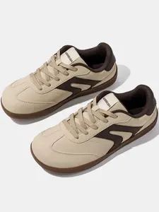 Hobibear Spring Autumn New PU Leather Casual Shoes, Sports Shoes, Sporty Style Narrow Fit, Lightweight Anti-Slip Sneakers for Men & Women