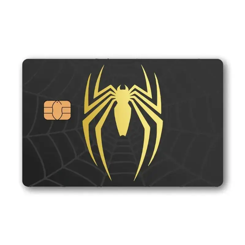 Dark Spider Credit Card Skin, Gold Spider Web Pattern Debit Card Sticker Cover, Waterproof Vinyl Wrap