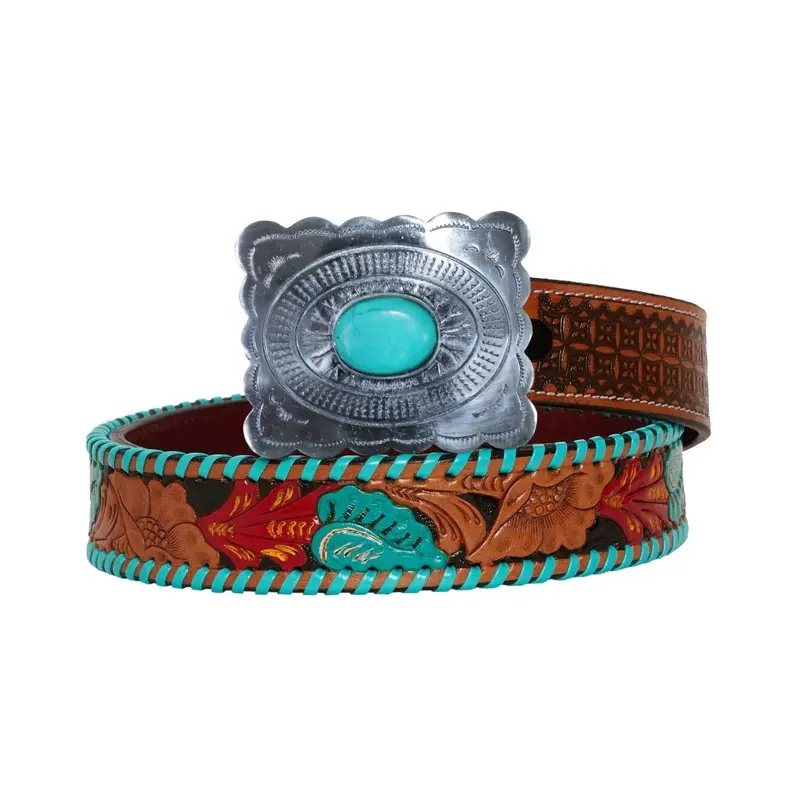 Myra Tropical Forest Hand-Tooled Leather Belt