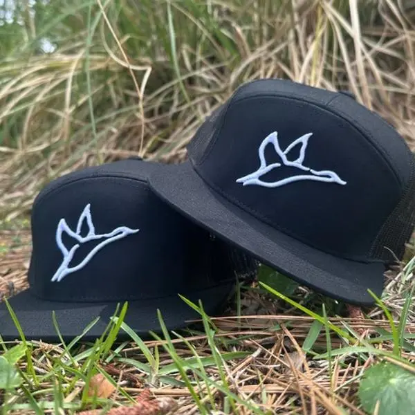 White Icon Black 7 Panel Hat | Combat Waterfowl