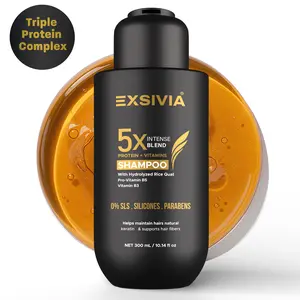 Exsivia Triple Protein Complex Volumizing & Strengthening Shampoo - Sulfate Free, Reduces Breakage, Improves Look of Thinning & Damaged Hair, Adds Volume, Shine & Hydration - For Curly, Straight & Wavy Hair