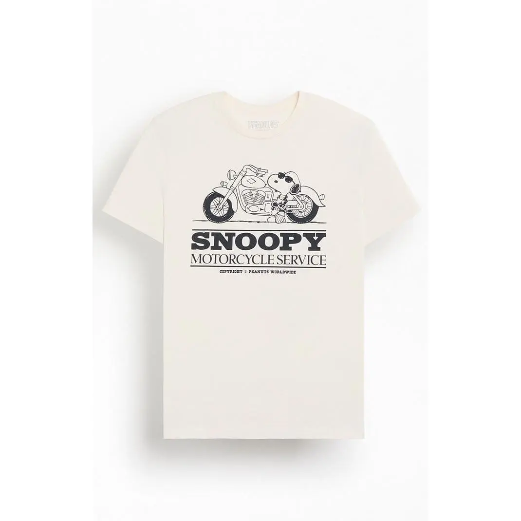 PacSun Men's Peanuts Snoopy Motorcycle T-Shirt - Multicolor