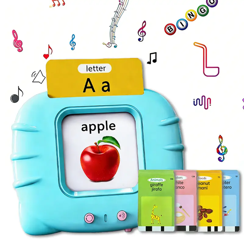 KIDGENIUS Bilingual Instruction Vocabulary Flashcards Set - English Spanish Talking Flash Cards, Screen-Free Toddler Learning Activities Tool, Speech Therapy Aid, Parent-Time Saver, Cost-Effective Educational Birthday Gift for Ages 2-8